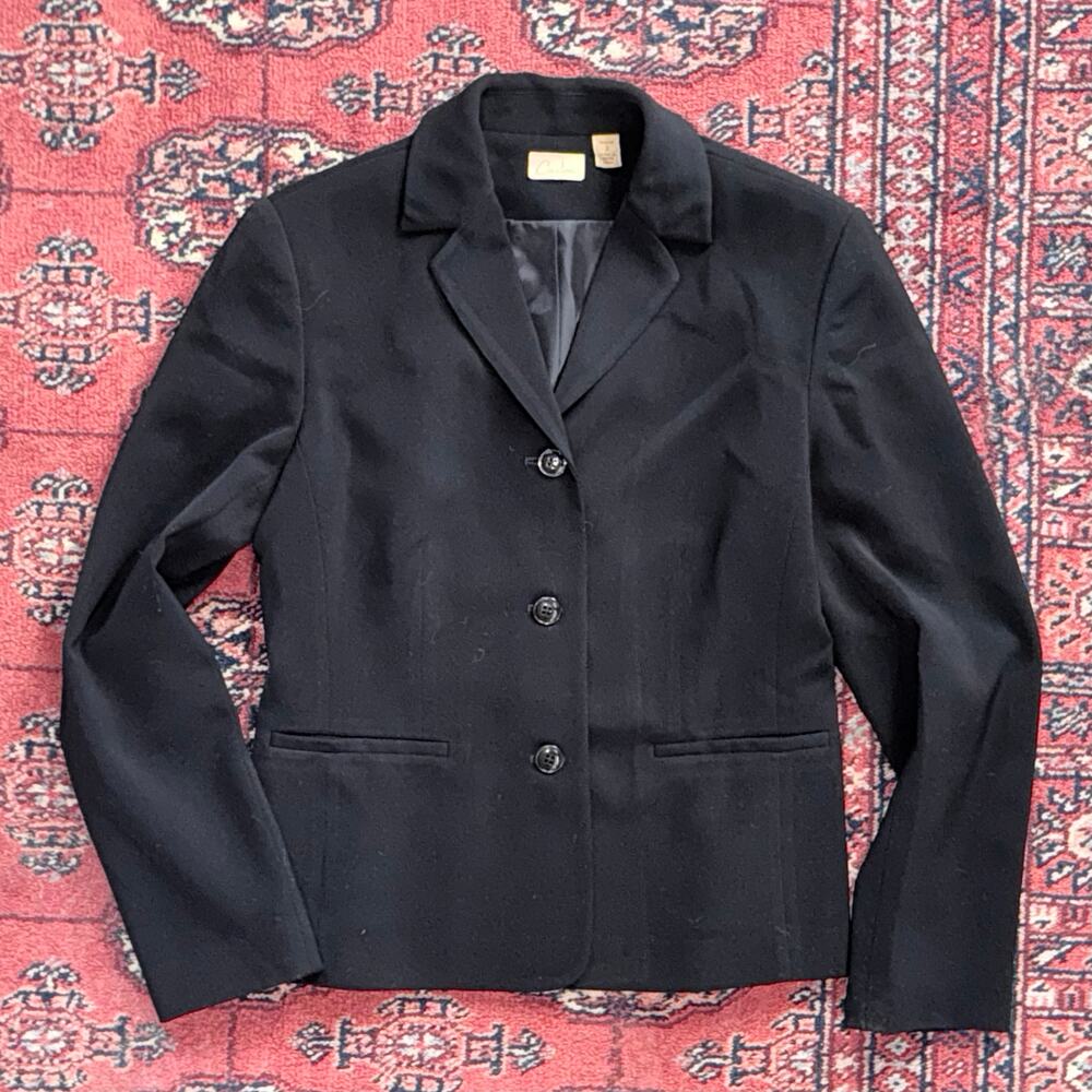 Nordstrom Caslon 2-Pc. Solid Black Polyester Skirt Suit Size 2P - Picture 3 of 11